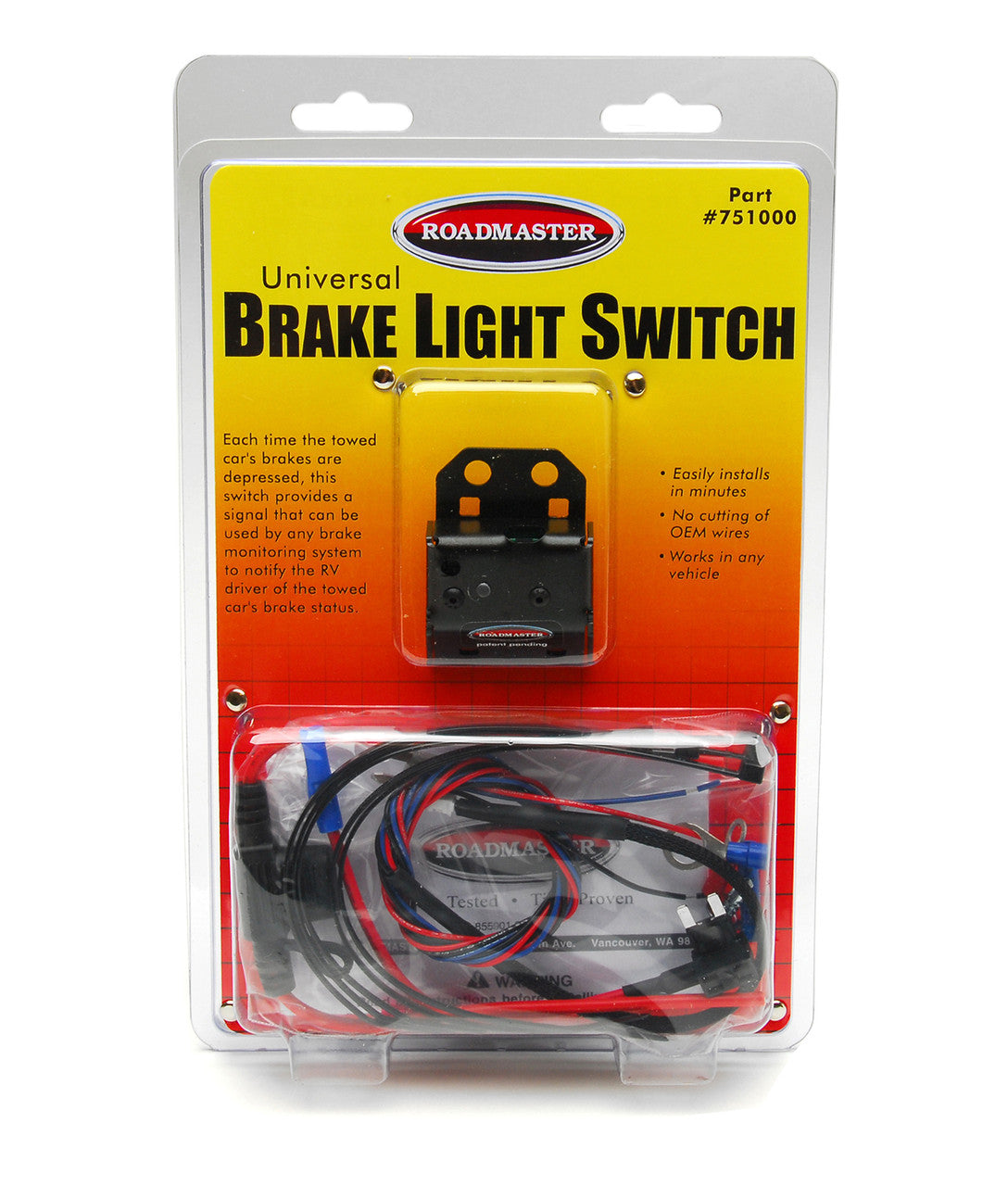 Roadmaster Towed Vehicle Brake Monitor Light Switch Kit – view 2