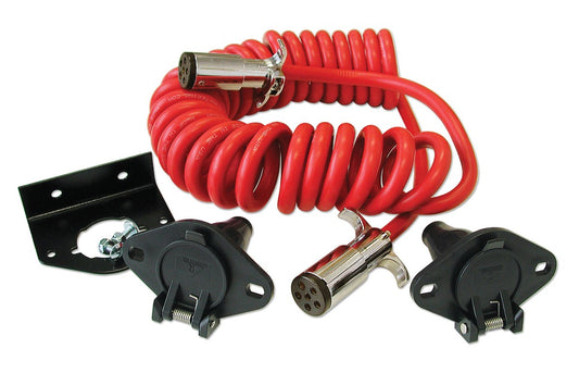 Roadmaster Trailer Wiring Connector Extension – Flexo-Coil ™, 6 Round Plug And Socket, Coiled